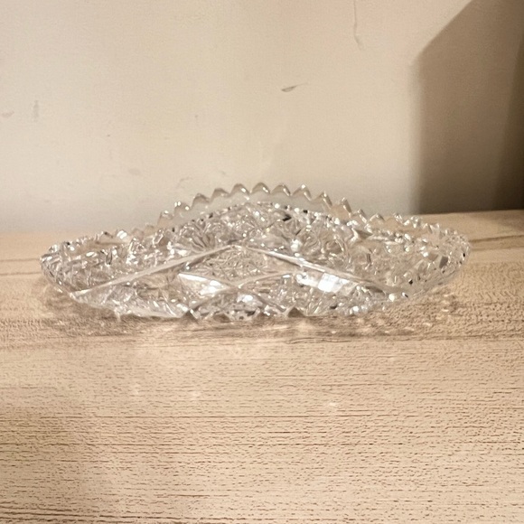 Vintage crystal brilliance cut glass celery dish with saw tooth edge - Picture 6 of 8